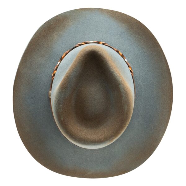 A look at the crown of a Stetson Weston Denim Felt Western Cowboy Hat.