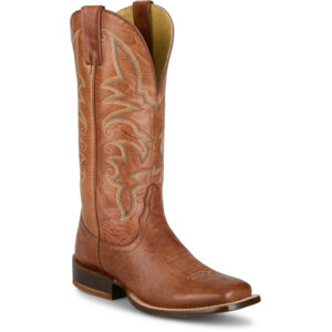 A 3/4 turned Tony Lama Helena 13" Cognac Western Boot.