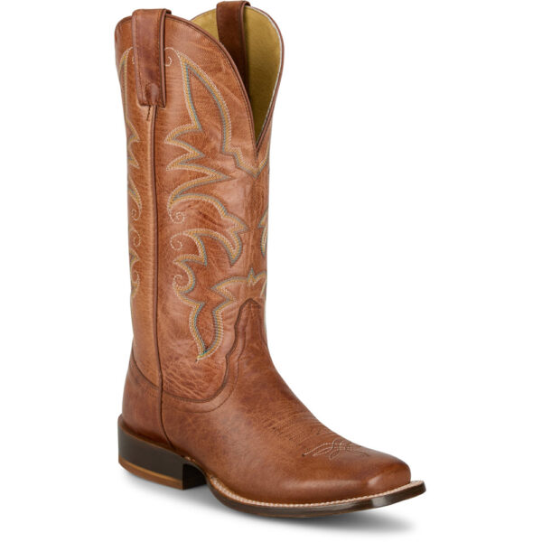 A 3/4 turned Tony Lama Helena 13" Cognac Western Boot.