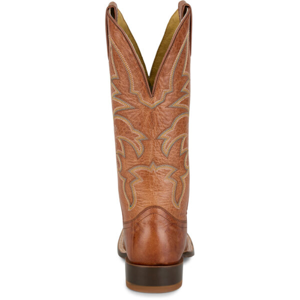A look at the back and heel of a Tony Lama Helena 13" Cognac Western Boot.