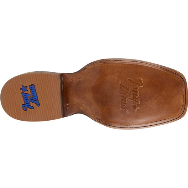 A look at the sole of a Tony Lama Helena 13" Cognac Western Boot.