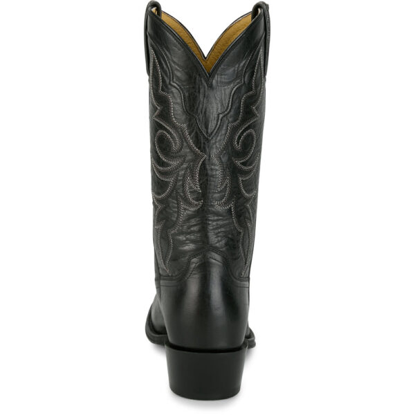 A look at the back and heel of a Tony Lama Marco 12" Black Western Boot.