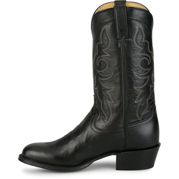 A left profile facing Tony Lama Marco 12" Black Western Boot.