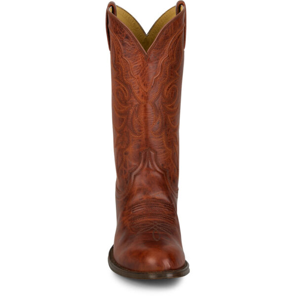 A forward facing look at a Tony Lama Marco 12" Cognac Western Boot.