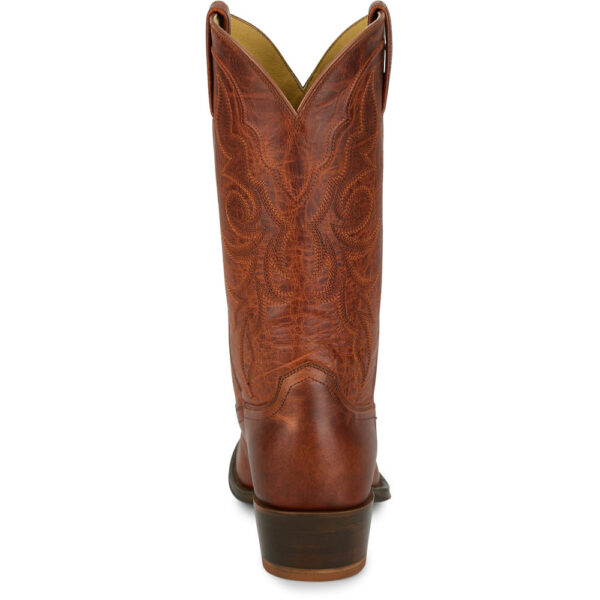 A look at the back and heel of a Tony Lama Marco 12" Cognac Western Boot.