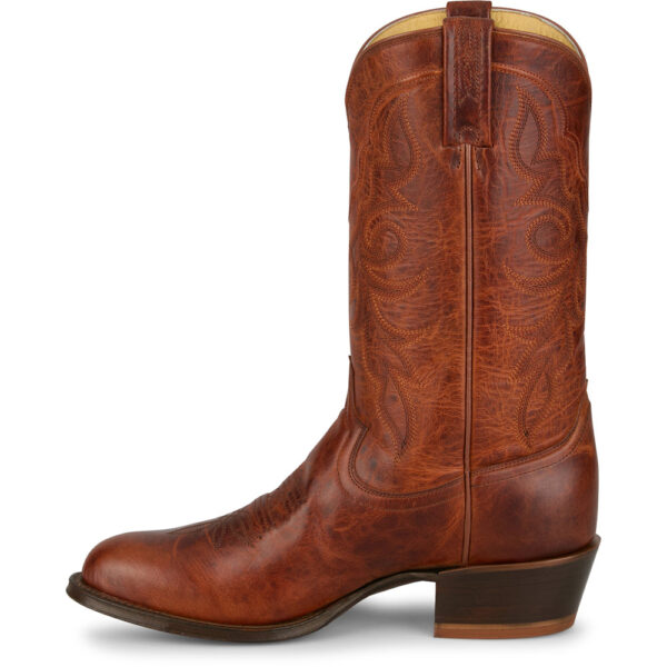 A left profile facing Tony Lama Marco 12" Cognac Western Boot.