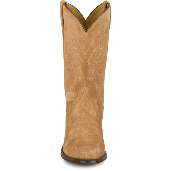 A forward facing look at a Tony Lama Plano 12" Honey Suede Western Boot.