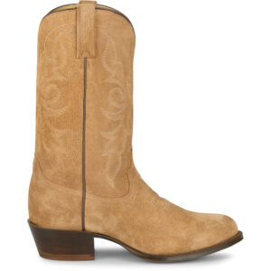 A right profile facing Tony Lama Plano 12" Honey Suede Western Boot.