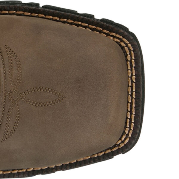 A look at the toe shape on a Tony Lama Roustabout 11" Waterproof Grey Pull-On Work Boot.