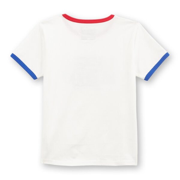 A picture of the back of a Wrangler Lainey Wilson Slim Ringer Short Sleeve T-Shirt.