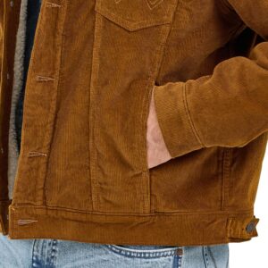 A closeup shot of the pocket on a Wrangler Men's Cowboy Cut Sherpa Lined Corduroy Jacket.