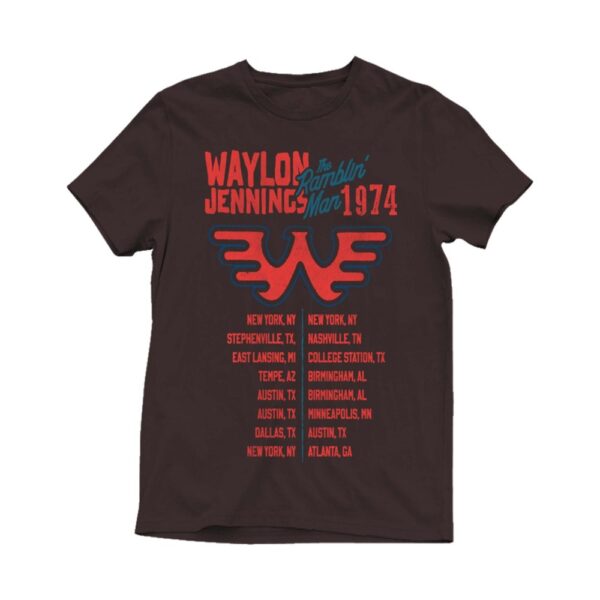 A picture of the back of a Wrangler Short Sleeve Waylon Jennings Graphic T-Shirt.