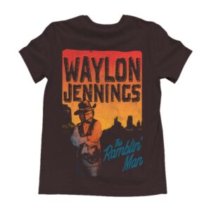 A picture of the front of a Wrangler Short Sleeve Waylon Jennings Graphic T-Shirt.