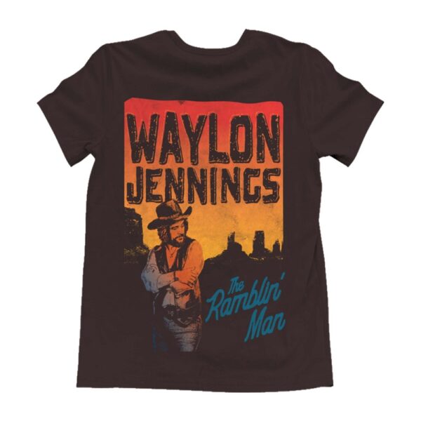 A picture of the front of a Wrangler Short Sleeve Waylon Jennings Graphic T-Shirt.