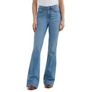 A modeled, forward-facing look at a pair of Wrangler Women's Retro Bailey High Rise Trouser Jeans.