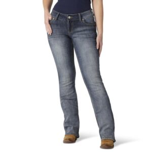 A modeled, forward-facing look at a pair of Wrangler Women's Retro Sadie Bootcut Jeans.