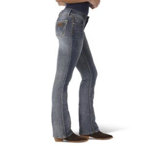 A modeled, right-side-facing look at a pair of Wrangler Women's Retro Sadie Bootcut Jeans.