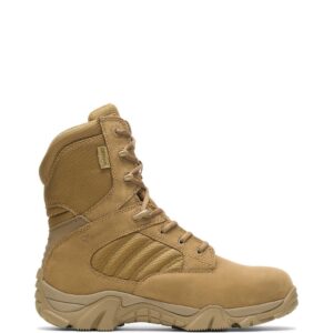 A right profile facing Bates Men's GX-8 Side-Zip Waterproof Composite Toe 8" Lace Up Uniform Boot.