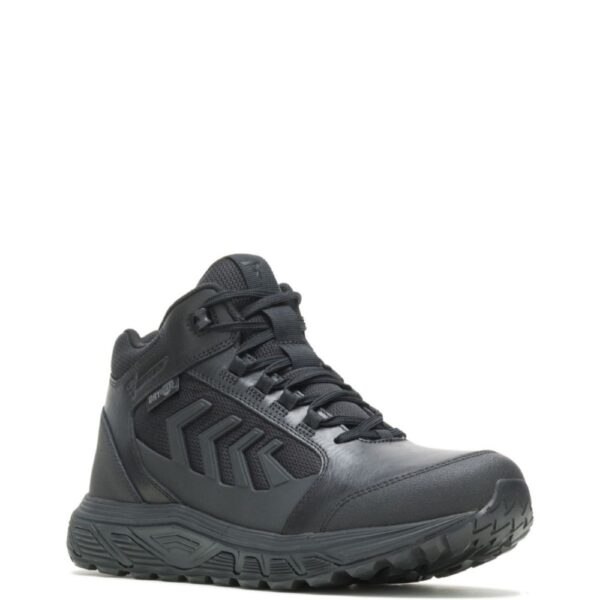 A 3/4 turned Bates Men's Rush Shield Mid DRYGuard 6" Lace Up Uniform Boot.