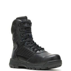 A 3/4 turned Bates Men's Tactical Sport 2 Tall Side-Zip DRYGuard Composite Toe 8" Lace Up Uniform Boot.
