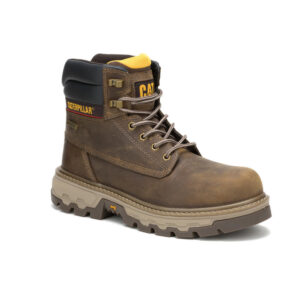A 3/4 turned CAT Men's Colorado Equip Waterproof Composite Toe 6" Lace Up Work Boot.