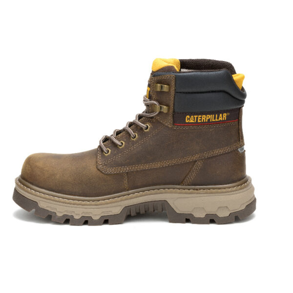 A look at the instep of a CAT Men's Colorado Equip Waterproof Composite Toe 6" Lace Up Work Boot.