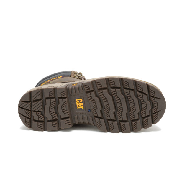 A look at the sole of a CAT Men's Colorado Equip Waterproof Composite Toe 6" Lace Up Work Boot.