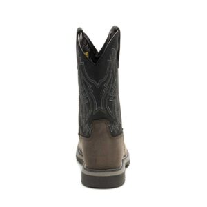 A look at the back and heel of a CAT Men's Colorado Frontier Steel Toe Pull-On Work Boot.