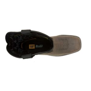 A bird's eye view of the top of a CAT Men's Colorado Frontier Steel Toe Pull-On Work Boot.