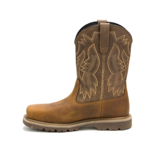 A look at the instep of a CAT Men's Colorado Frontier Steel Toe Pull-On Work Boot.