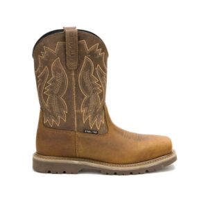 A right profile facing CAT Men's Colorado Frontier Steel Toe Pull-On Work Boot.