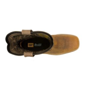 A bird's eye view of the top of a CAT Men's Colorado Frontier Steel Toe Pull-On Work Boot.