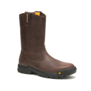A 3/4 turned CAT Men's Drawbar Pull-On Work Boot.