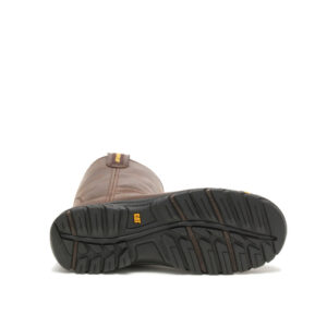 A look at the sole of a CAT Men's Drawbar Steel Toe Pull-On Work Boot.