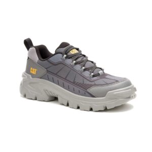 A 3/4 turned CAT Men's Invader Sport Lo Mesh Composite Toe Work Shoe.