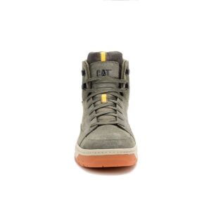 A forward-facing shot of the toe of a CAT Men's Streamline Court Mid Composite Toe Work Shoe.
