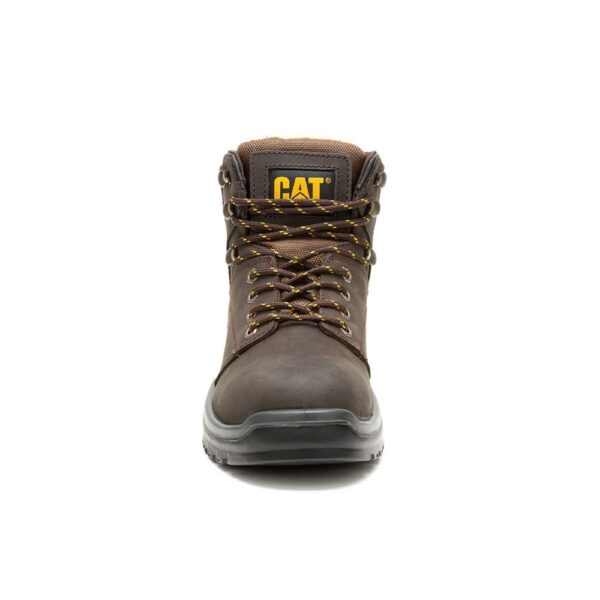 A forward-facing shot of the toe of a CAT Men's Striver 6" Lace Up Work Boot.