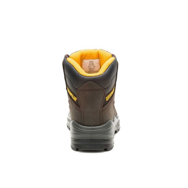 A look at the back and heel of a CAT Men's Striver 6" Lace Up Work Boot.