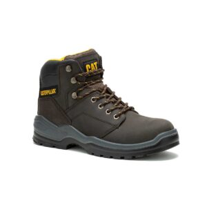A 3/4 turned CAT Men's Striver Steel Toe 6" Lace Up Work Boot.