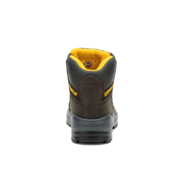 A look at the back and heel of a CAT Men's Striver Steel Toe 6" Lace Up Work Boot.