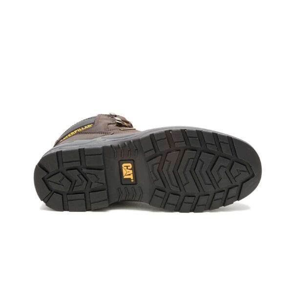 A look at the sole of a CAT Men's Striver Waterproof Steel Toe 6" Lace Up Work Boot.