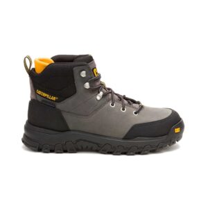 A right profile facing CAT Men's Threshold Rebound Hiker Waterproof Steel Toe 6" Lace Up Work Boot.