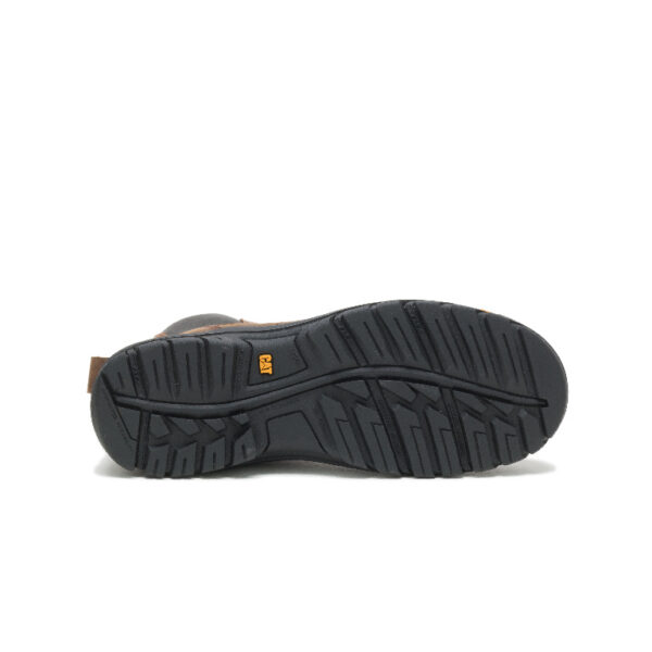 A look at the sole of a CAT Men's Wheelbase Steel Toe Pull-On Work Boot.