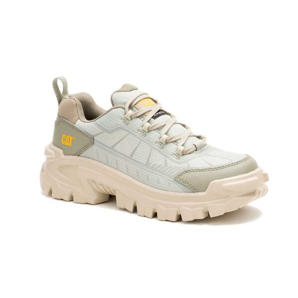 A 3/4 turned CAT Women's Invader Sport Lo Mesh Composite Toe Work Shoe.