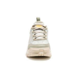 A forward-facing shot of the toe of a CAT Women's Invader Sport Lo Mesh Composite Toe Work Shoe.