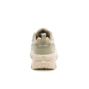 A look at the back and heel of a CAT Women's Invader Sport Lo Mesh Composite Toe Work Shoe.