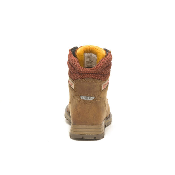 A look at the back and heel of a CAT Women's Paisley 6" Steel Toe Lace Up Work Boot.