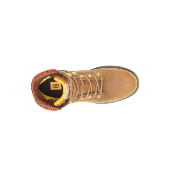 A bird's eye view of the top of a CAT Women's Paisley 6" Steel Toe Lace Up Work Boot.