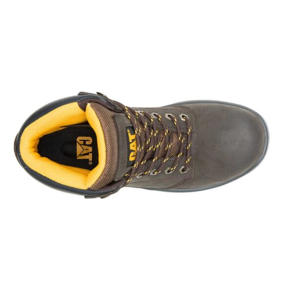 A bird's eye view of the top of a CAT Women's Striver Steel Toe 6" Lace Up Work Boot.