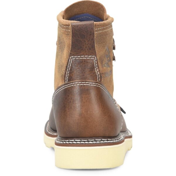 A look at the back and heel of a Carolina Amp Roughout Steel Toe 6" Lace Up Work Boot.